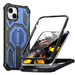 Étui de téléphone antichoc magnétique avec support métallique caché, pour iPhone 15 Pro Max, pour iPhone 15 Pro, pour iPhone 15 Plus / 14 Plus, pour iPhone 15, pour iPhone 14 / 13, pour iPhone 14 Pro, pour iPhone 14 Pro Max, pour iPhone 13 Pro Max
