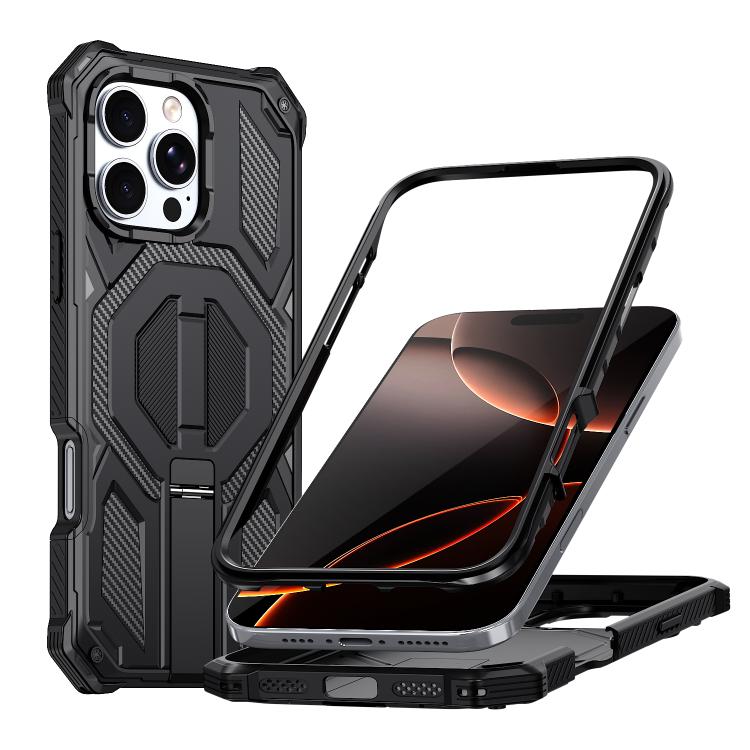 Étui de téléphone antichoc magnétique avec support métallique caché, Pour iPhone 17 Pro Max, Pour iPhone 17 Pro, Pour iPhone 17, Pour iPhone Air, Pour iPhone 16 Pro Max, Pour iPhone 16 Pro, Pour iPhone 16 Plus, Pour iPhone 16
