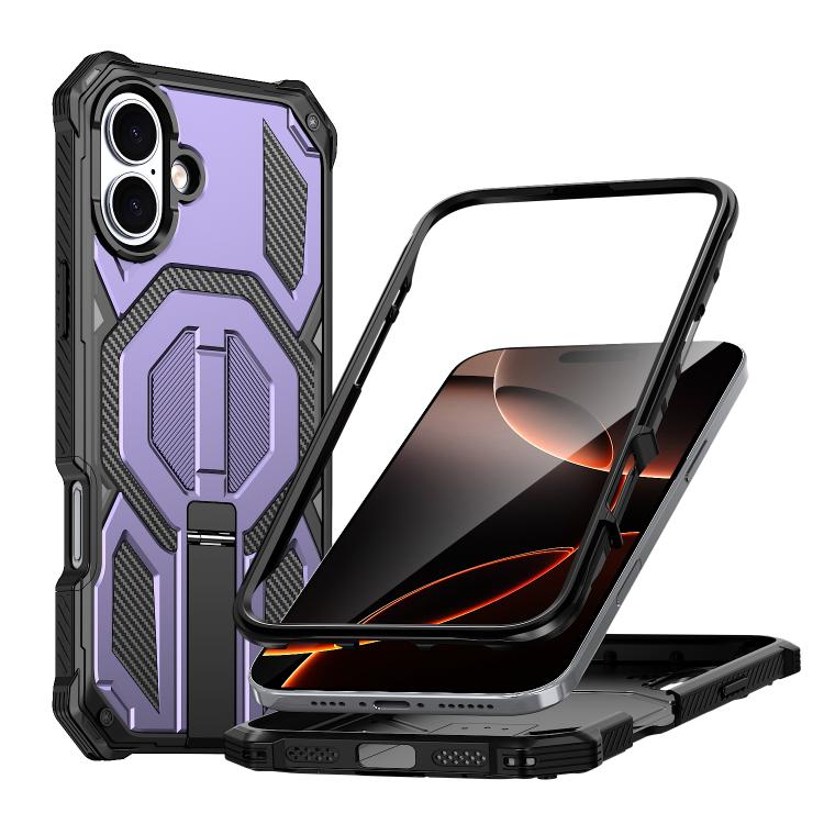 Étui de téléphone antichoc magnétique avec support métallique caché, Pour iPhone 17 Pro Max, Pour iPhone 17 Pro, Pour iPhone 17, Pour iPhone Air, Pour iPhone 16 Pro Max, Pour iPhone 16 Pro, Pour iPhone 16 Plus, Pour iPhone 16