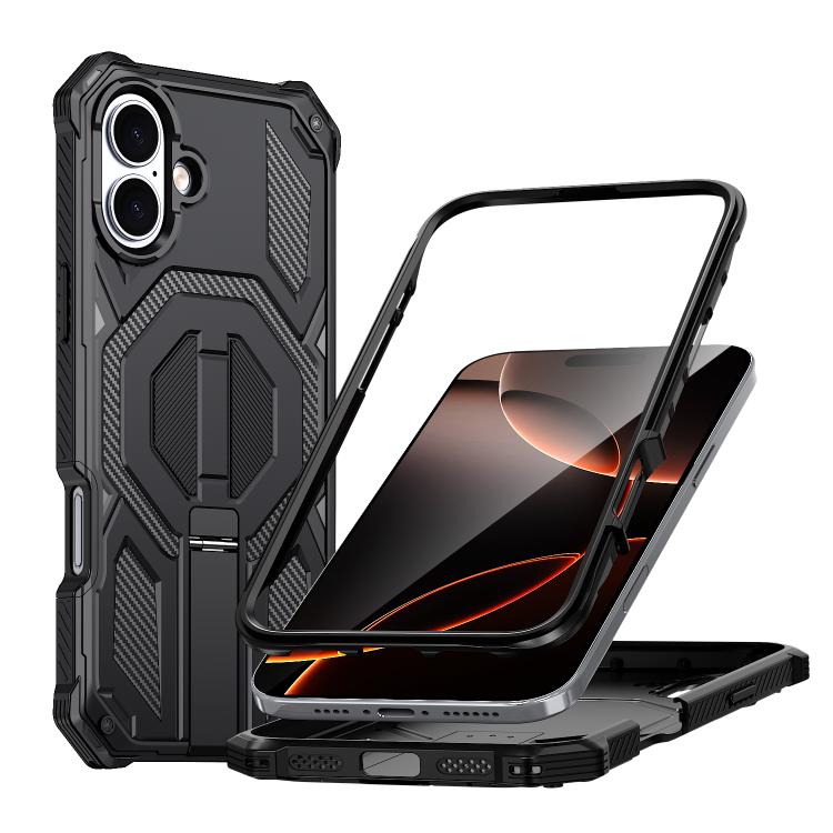 Étui de téléphone antichoc magnétique avec support métallique caché, Pour iPhone 17 Pro Max, Pour iPhone 17 Pro, Pour iPhone 17, Pour iPhone Air, Pour iPhone 16 Pro Max, Pour iPhone 16 Pro, Pour iPhone 16 Plus, Pour iPhone 16