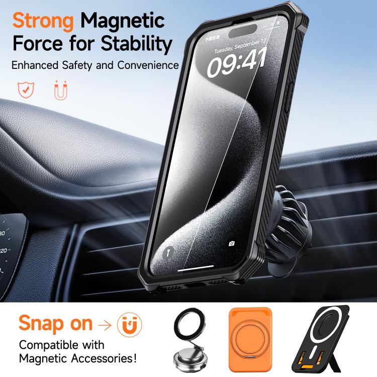 Étui de téléphone antichoc magnétique avec support métallique caché, pour iPhone 15 Pro Max, pour iPhone 15 Pro, pour iPhone 15 Plus / 14 Plus, pour iPhone 15, pour iPhone 14 / 13, pour iPhone 14 Pro, pour iPhone 14 Pro Max, pour iPhone 13 Pro Max