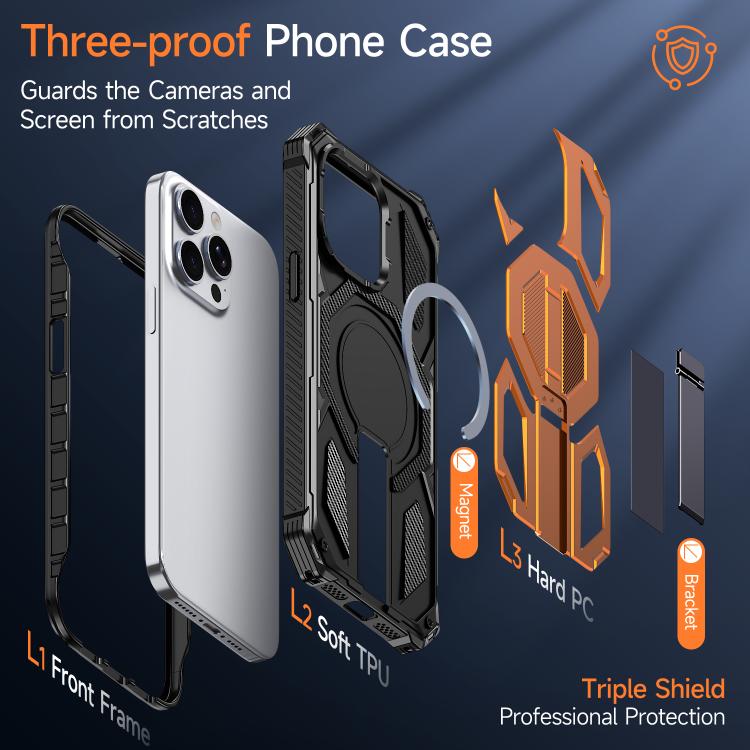 Étui de téléphone antichoc magnétique avec support métallique caché, pour iPhone 15 Pro Max, pour iPhone 15 Pro, pour iPhone 15 Plus / 14 Plus, pour iPhone 15, pour iPhone 14 / 13, pour iPhone 14 Pro, pour iPhone 14 Pro Max, pour iPhone 13 Pro Max