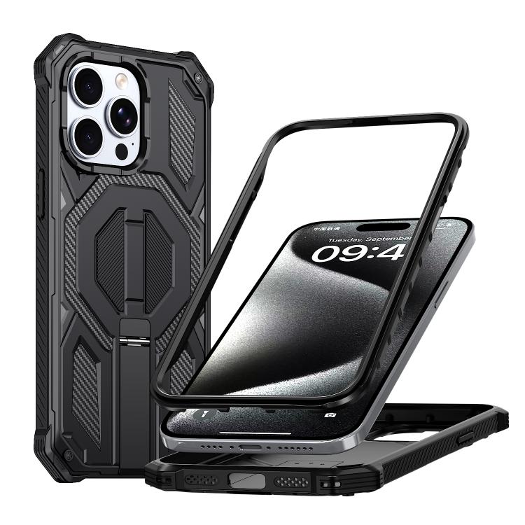 Étui de téléphone antichoc magnétique avec support métallique caché, pour iPhone 15 Pro Max, pour iPhone 15 Pro, pour iPhone 15 Plus / 14 Plus, pour iPhone 15, pour iPhone 14 / 13, pour iPhone 14 Pro, pour iPhone 14 Pro Max, pour iPhone 13 Pro Max