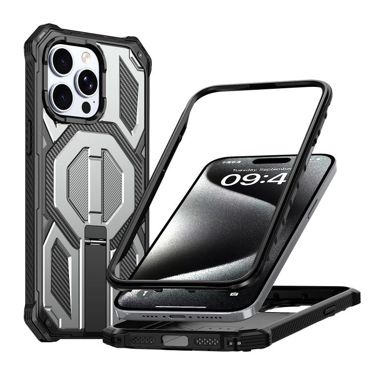 Étui de téléphone antichoc magnétique avec support métallique caché, pour iPhone 15 Pro Max, pour iPhone 15 Pro, pour iPhone 15 Plus / 14 Plus, pour iPhone 15, pour iPhone 14 / 13, pour iPhone 14 Pro, pour iPhone 14 Pro Max, pour iPhone 13 Pro Max