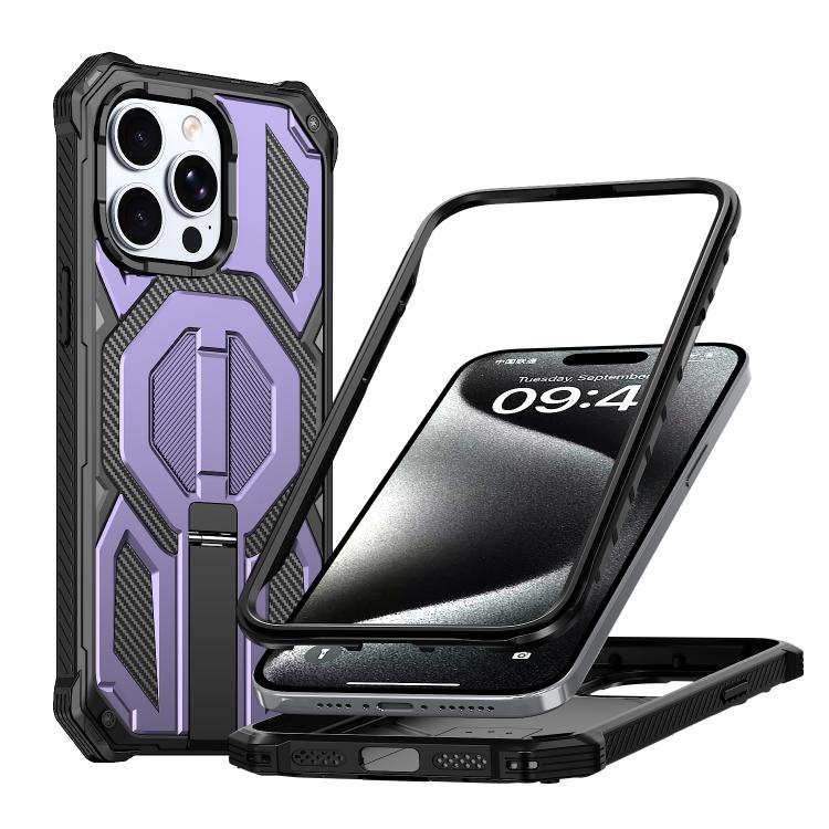 Étui de téléphone antichoc magnétique avec support métallique caché, pour iPhone 15 Pro Max, pour iPhone 15 Pro, pour iPhone 15 Plus / 14 Plus, pour iPhone 15, pour iPhone 14 / 13, pour iPhone 14 Pro, pour iPhone 14 Pro Max, pour iPhone 13 Pro Max