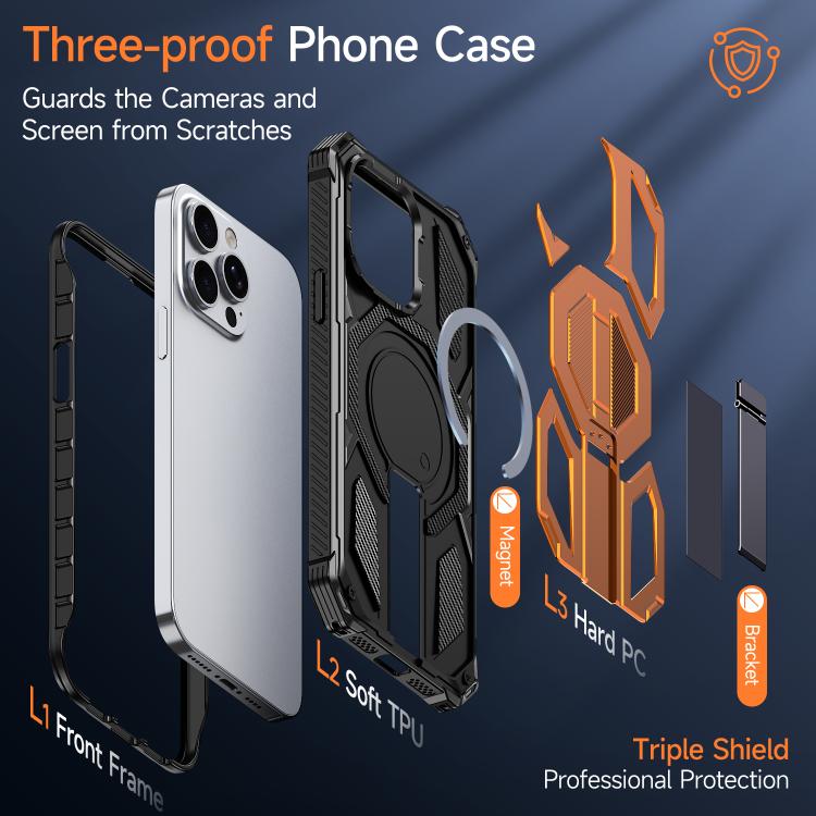 Coque de téléphone magnétique antichoc avec support métallique caché, pour iPhone 13 Pro