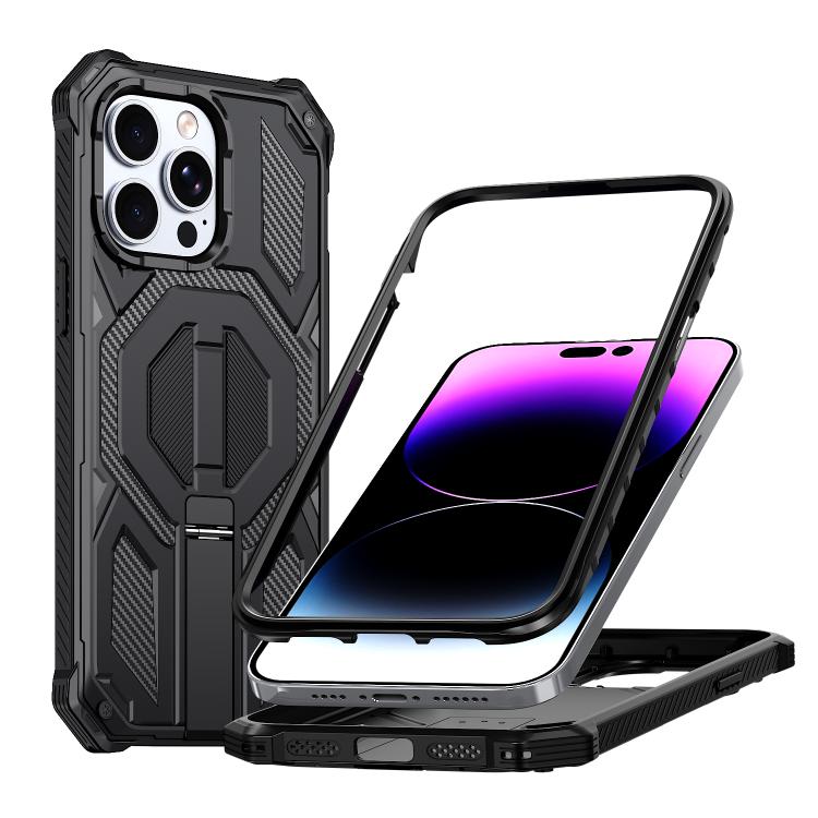 Coque de téléphone magnétique antichoc avec support métallique caché, pour iPhone 13 Pro