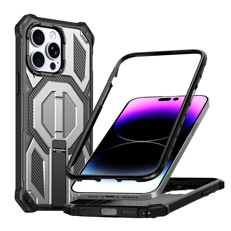 Coque de téléphone magnétique antichoc avec support métallique caché, pour iPhone 13 Pro