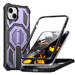 Étui de téléphone antichoc magnétique avec support métallique caché, pour iPhone 15 Pro Max, pour iPhone 15 Pro, pour iPhone 15 Plus / 14 Plus, pour iPhone 15, pour iPhone 14 / 13, pour iPhone 14 Pro, pour iPhone 14 Pro Max, pour iPhone 13 Pro Max
