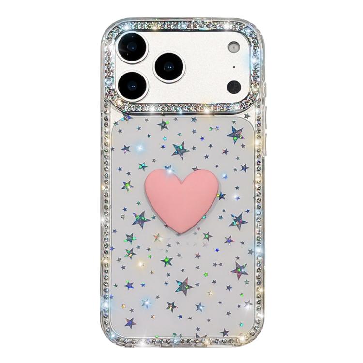 Coque de téléphone Cœur d'amour Double-face en strass Flash IMD, Pour iPhone 17e / 16e, Pour iPhone 17 Pro Max, Pour iPhone 17 Pro, Pour iPhone 17, Pour iPhone Air