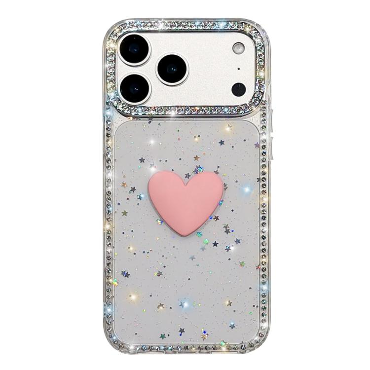 Coque de téléphone Cœur d'amour Double-face en strass Flash IMD, Pour iPhone 17e / 16e, Pour iPhone 17 Pro Max, Pour iPhone 17 Pro, Pour iPhone 17, Pour iPhone Air