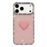 Coque de téléphone Cœur d'amour Double-face en strass Flash IMD, Pour iPhone 17e / 16e, Pour iPhone 17 Pro Max, Pour iPhone 17 Pro, Pour iPhone 17, Pour iPhone Air