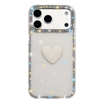 Coque de téléphone Cœur d'amour Double-face en strass Flash IMD, Pour iPhone 17e / 16e, Pour iPhone 17 Pro Max, Pour iPhone 17 Pro, Pour iPhone 17, Pour iPhone Air