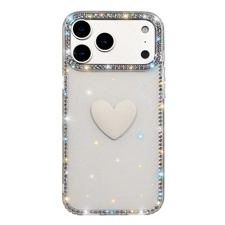 Coque de téléphone Cœur d'amour Double-face en strass Flash IMD, Pour iPhone 17e / 16e, Pour iPhone 17 Pro Max, Pour iPhone 17 Pro, Pour iPhone 17, Pour iPhone Air