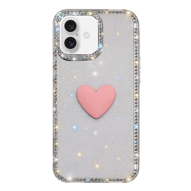 Coque de téléphone Cœur d'amour Double-face en strass Flash IMD, Pour iPhone 17e / 16e, Pour iPhone 17 Pro Max, Pour iPhone 17 Pro, Pour iPhone 17, Pour iPhone Air