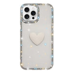 Coque de téléphone Cœur d'amour Double-face en strass Flash IMD, Pour iPhone 16 Pro Max, Pour iPhone 16 Pro, Pour iPhone 16 Plus, Pour iPhone 16, Pour iPhone 15 Pro Max
