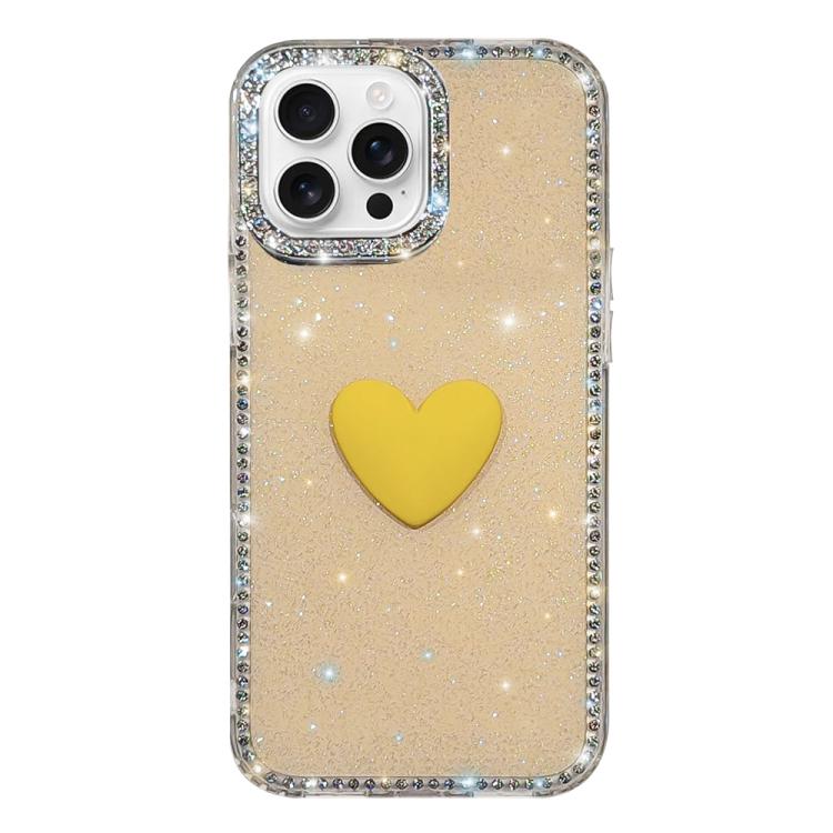 Coque de téléphone Cœur d'amour Double-face en strass Flash IMD, Pour iPhone 16 Pro Max, Pour iPhone 16 Pro, Pour iPhone 16 Plus, Pour iPhone 16, Pour iPhone 15 Pro Max