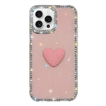 Coque de téléphone Cœur d'amour Double-face en strass Flash IMD, Pour iPhone 16 Pro Max, Pour iPhone 16 Pro, Pour iPhone 16 Plus, Pour iPhone 16, Pour iPhone 15 Pro Max