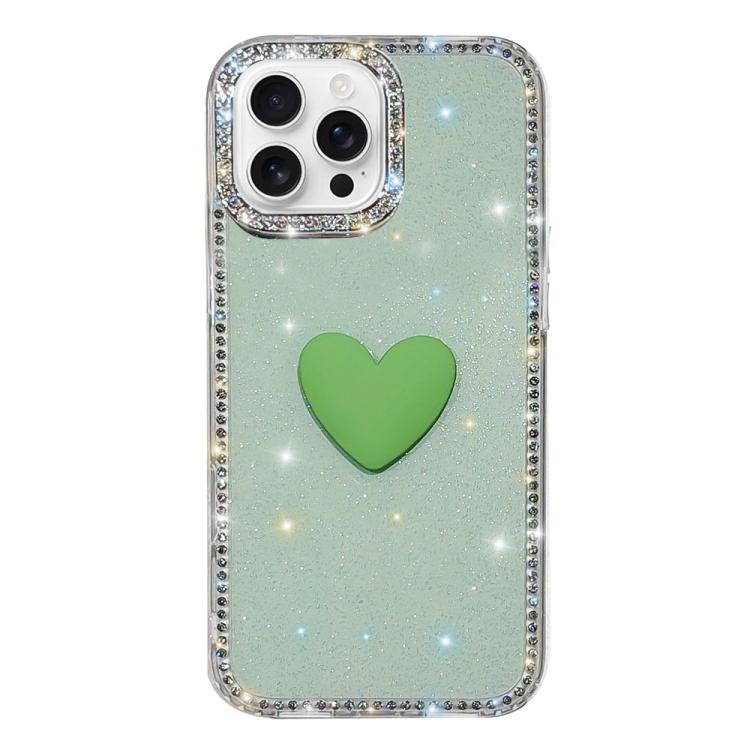 Coque de téléphone Cœur d'amour Double-face en strass Flash IMD, Pour iPhone 16 Pro Max, Pour iPhone 16 Pro, Pour iPhone 16 Plus, Pour iPhone 16, Pour iPhone 15 Pro Max