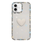 Coque de téléphone Cœur d'amour Double-face en strass Flash IMD, Pour iPhone 16 Pro Max, Pour iPhone 16 Pro, Pour iPhone 16 Plus, Pour iPhone 16, Pour iPhone 15 Pro Max