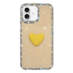 Coque de téléphone Cœur d'amour Double-face en strass Flash IMD, Pour iPhone 16 Pro Max, Pour iPhone 16 Pro, Pour iPhone 16 Plus, Pour iPhone 16, Pour iPhone 15 Pro Max