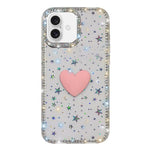 Coque de téléphone Cœur d'amour Double-face en strass Flash IMD, Pour iPhone 16 Pro Max, Pour iPhone 16 Pro, Pour iPhone 16 Plus, Pour iPhone 16, Pour iPhone 15 Pro Max