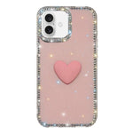 Coque de téléphone Cœur d'amour Double-face en strass Flash IMD, Pour iPhone 16 Pro Max, Pour iPhone 16 Pro, Pour iPhone 16 Plus, Pour iPhone 16, Pour iPhone 15 Pro Max