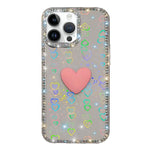 Coque de téléphone Cœur d'amour Double-face en strass Flash IMD, Pour iPhone 16 Pro Max, Pour iPhone 16 Pro, Pour iPhone 16 Plus, Pour iPhone 16, Pour iPhone 15 Pro Max