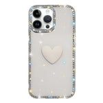 Coque de téléphone Cœur d'amour Double-face en strass Flash IMD, Pour iPhone 16 Pro Max, Pour iPhone 16 Pro, Pour iPhone 16 Plus, Pour iPhone 16, Pour iPhone 15 Pro Max