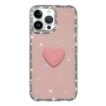 Coque de téléphone Cœur d'amour Double-face en strass Flash IMD, Pour iPhone 16 Pro Max, Pour iPhone 16 Pro, Pour iPhone 16 Plus, Pour iPhone 16, Pour iPhone 15 Pro Max