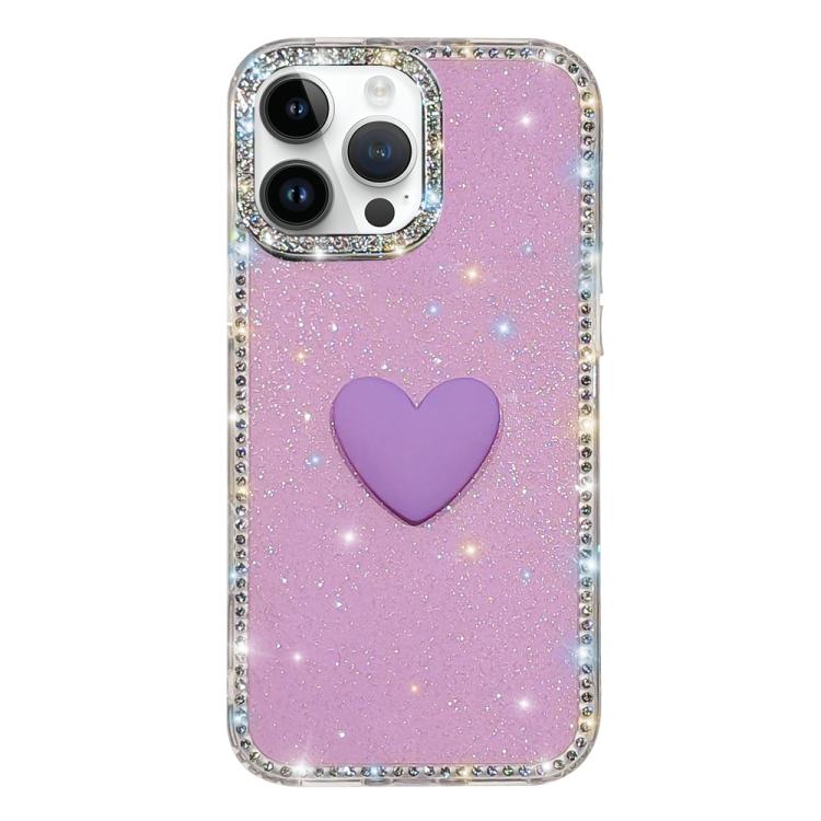 Coque de téléphone Cœur d'amour Double-face en strass Flash IMD, Pour iPhone 16 Pro Max, Pour iPhone 16 Pro, Pour iPhone 16 Plus, Pour iPhone 16, Pour iPhone 15 Pro Max