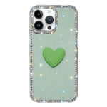 Coque de téléphone Cœur d'amour Double-face en strass Flash IMD, Pour iPhone 16 Pro Max, Pour iPhone 16 Pro, Pour iPhone 16 Plus, Pour iPhone 16, Pour iPhone 15 Pro Max