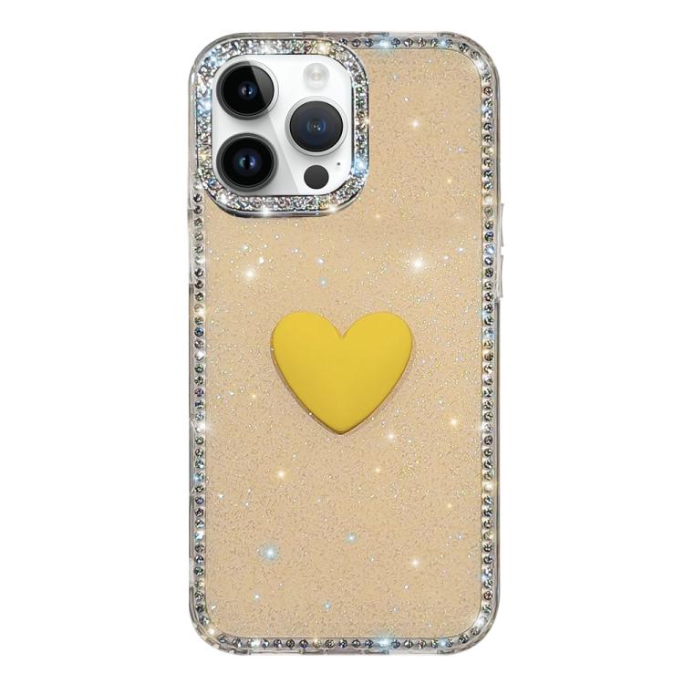 Coque de téléphone Cœur d'amour Double-face en strass Flash IMD, Pour iPhone 16 Pro Max, Pour iPhone 16 Pro, Pour iPhone 16 Plus, Pour iPhone 16, Pour iPhone 15 Pro Max