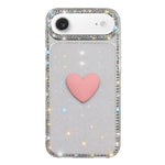 Coque de téléphone Cœur d'amour Double-face en strass Flash IMD, Pour iPhone 17e / 16e, Pour iPhone 17 Pro Max, Pour iPhone 17 Pro, Pour iPhone 17, Pour iPhone Air