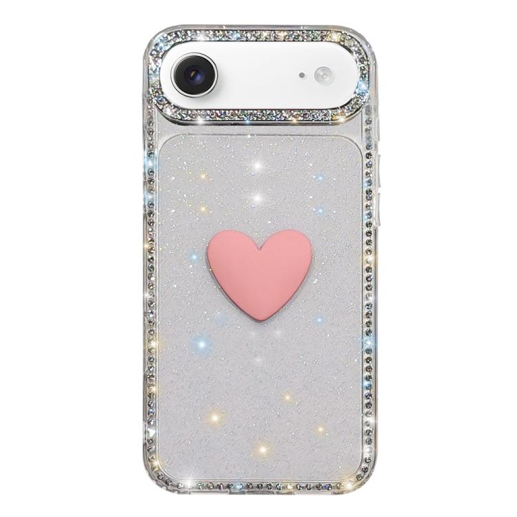 Coque de téléphone Cœur d'amour Double-face en strass Flash IMD, Pour iPhone 17e / 16e, Pour iPhone 17 Pro Max, Pour iPhone 17 Pro, Pour iPhone 17, Pour iPhone Air