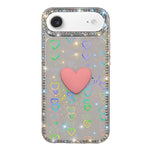 Coque de téléphone Cœur d'amour Double-face en strass Flash IMD, Pour iPhone 17e / 16e, Pour iPhone 17 Pro Max, Pour iPhone 17 Pro, Pour iPhone 17, Pour iPhone Air