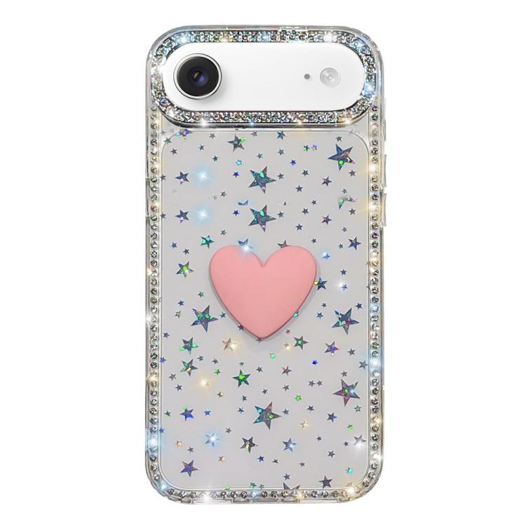 Coque de téléphone Cœur d'amour Double-face en strass Flash IMD, Pour iPhone 17e / 16e, Pour iPhone 17 Pro Max, Pour iPhone 17 Pro, Pour iPhone 17, Pour iPhone Air