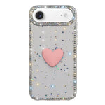 Coque de téléphone Cœur d'amour Double-face en strass Flash IMD, Pour iPhone 17e / 16e, Pour iPhone 17 Pro Max, Pour iPhone 17 Pro, Pour iPhone 17, Pour iPhone Air