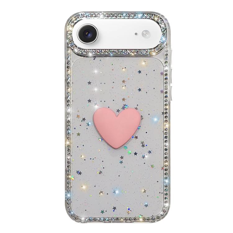 Coque de téléphone Cœur d'amour Double-face en strass Flash IMD, Pour iPhone 17e / 16e, Pour iPhone 17 Pro Max, Pour iPhone 17 Pro, Pour iPhone 17, Pour iPhone Air