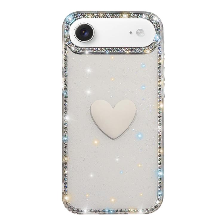 Coque de téléphone Cœur d'amour Double-face en strass Flash IMD, Pour iPhone 17e / 16e, Pour iPhone 17 Pro Max, Pour iPhone 17 Pro, Pour iPhone 17, Pour iPhone Air
