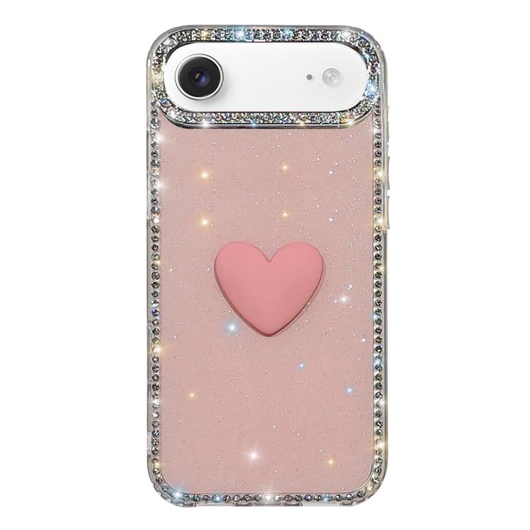 Coque de téléphone Cœur d'amour Double-face en strass Flash IMD, Pour iPhone 17e / 16e, Pour iPhone 17 Pro Max, Pour iPhone 17 Pro, Pour iPhone 17, Pour iPhone Air
