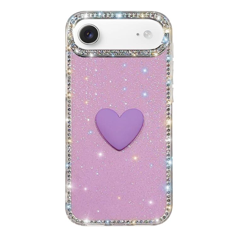 Coque de téléphone Cœur d'amour Double-face en strass Flash IMD, Pour iPhone 17e / 16e, Pour iPhone 17 Pro Max, Pour iPhone 17 Pro, Pour iPhone 17, Pour iPhone Air