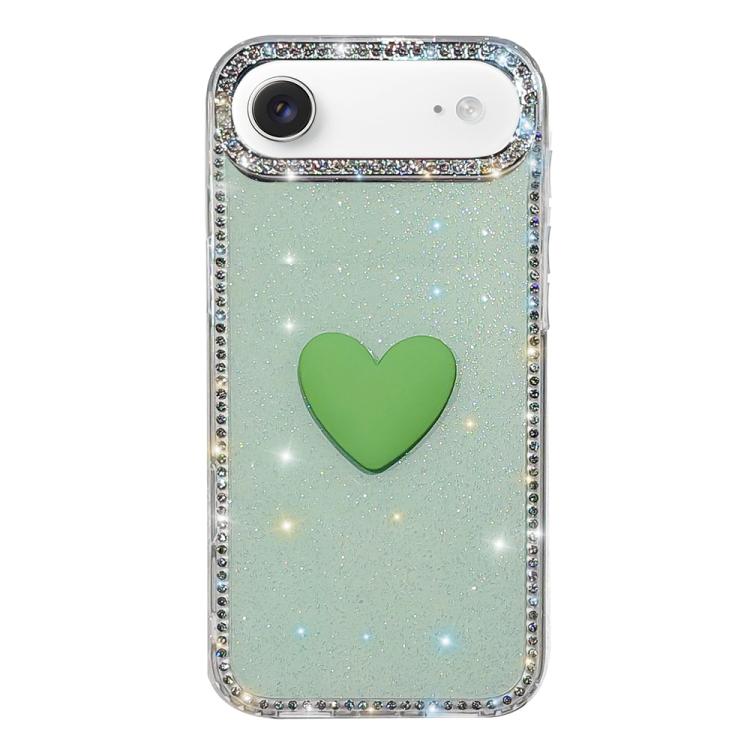Coque de téléphone Cœur d'amour Double-face en strass Flash IMD, Pour iPhone 17e / 16e, Pour iPhone 17 Pro Max, Pour iPhone 17 Pro, Pour iPhone 17, Pour iPhone Air