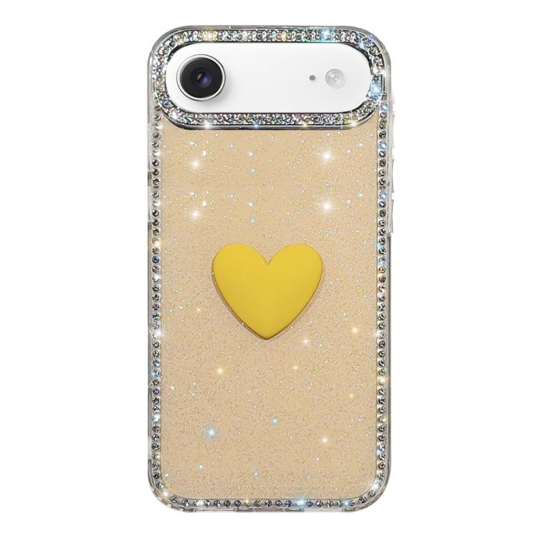 Coque de téléphone Cœur d'amour Double-face en strass Flash IMD, Pour iPhone 17e / 16e, Pour iPhone 17 Pro Max, Pour iPhone 17 Pro, Pour iPhone 17, Pour iPhone Air