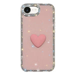 Coque de téléphone Cœur d'amour Double-face en strass Flash IMD, Pour iPhone 17e / 16e, Pour iPhone 17 Pro Max, Pour iPhone 17 Pro, Pour iPhone 17, Pour iPhone Air