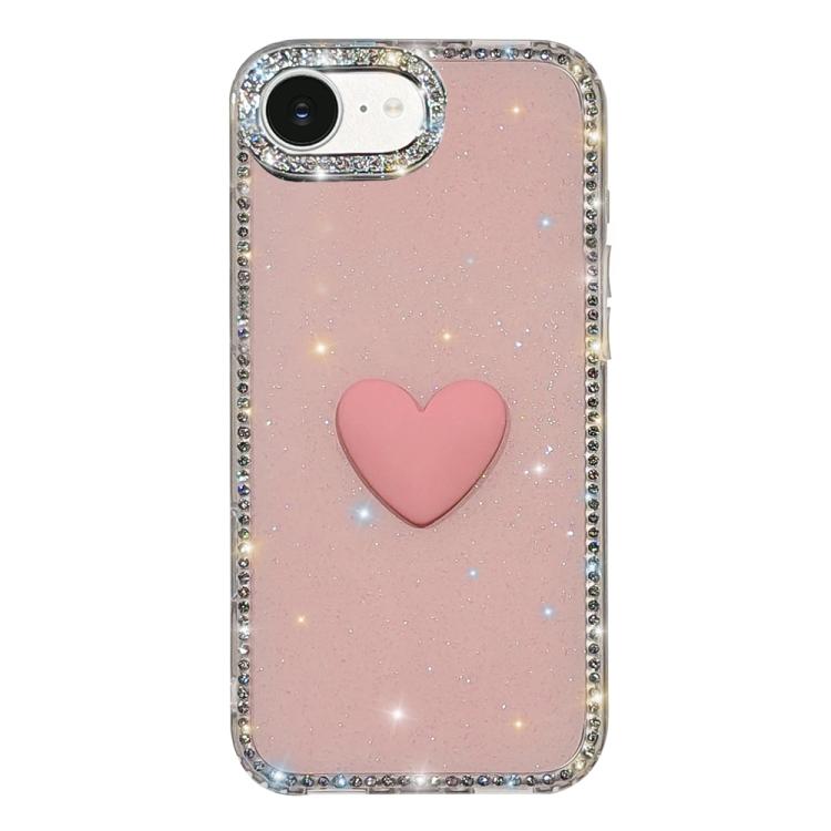 Coque de téléphone Cœur d'amour Double-face en strass Flash IMD, Pour iPhone 17e / 16e, Pour iPhone 17 Pro Max, Pour iPhone 17 Pro, Pour iPhone 17, Pour iPhone Air