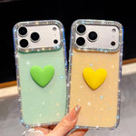 Coque de téléphone Cœur d'amour Double-face en strass Flash IMD, Pour iPhone 17e / 16e, Pour iPhone 17 Pro Max, Pour iPhone 17 Pro, Pour iPhone 17, Pour iPhone Air