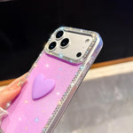 Coque de téléphone Cœur d'amour Double-face en strass Flash IMD, Pour iPhone 16 Pro Max, Pour iPhone 16 Pro, Pour iPhone 16 Plus, Pour iPhone 16, Pour iPhone 15 Pro Max