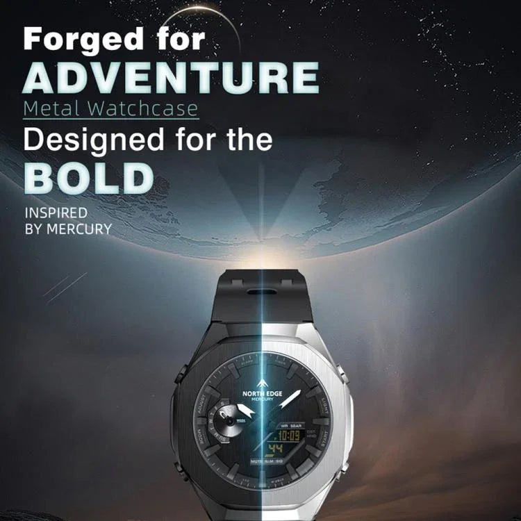Montre électronique lumineuse d'extérieur NORTH EDGE Mercury en alliage de zinc 5 ATM