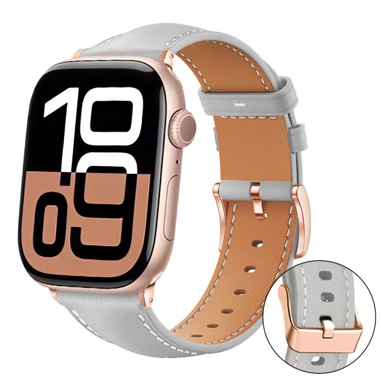 Bracelet de montre en cuir végétalien à grain fin Rose Gold Buckle Black Shark xDfind, pour Apple Watch 42 / 44 / 45 / 46 / 49 mm, pour Apple Watch 38 / 40 / 41 / S11 42 mm
